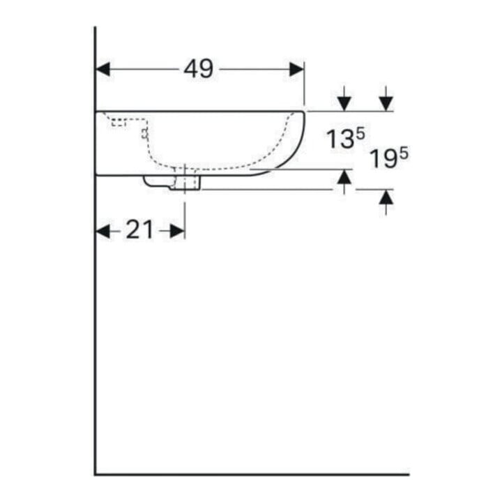 Geberit Waschtisch Renova 60x49cm, beige, m Hahnloch, mit Überlauf