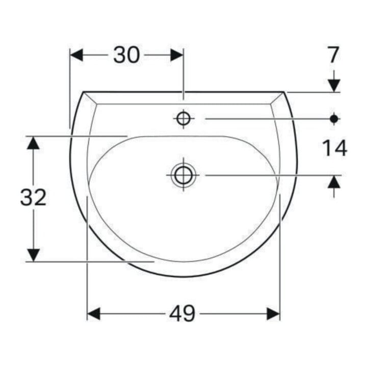 Geberit Waschtisch Renova 60x49cm, beige, m Hahnloch, mit Überlauf