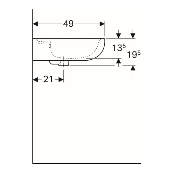 Geberit Waschtisch Renova 60x49cm, beige, m Hahnloch, mit Überlauf