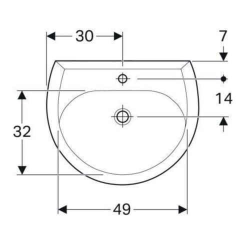Geberit Waschtisch Renova 60x49cm, manhatt, m Hahnl., mit Überlauf