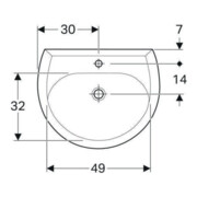 Geberit Waschtisch Renova 60x49cm, manhatt, m Hahnl., mit Überlauf-2