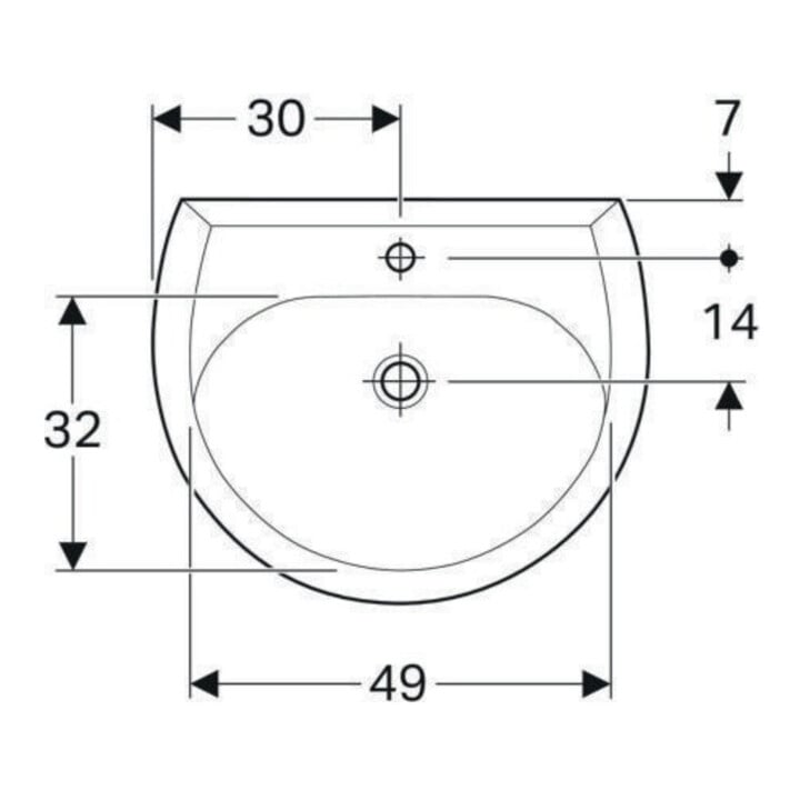 Geberit Waschtisch Renova 60x49cm, manhatt, m Hahnl., mit Überlauf