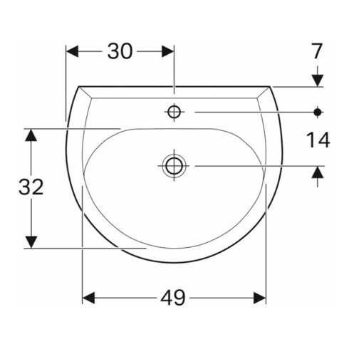Geberit Waschtisch Renova 60x49cm, manhatt, m Hahnl., mit Überlauf
