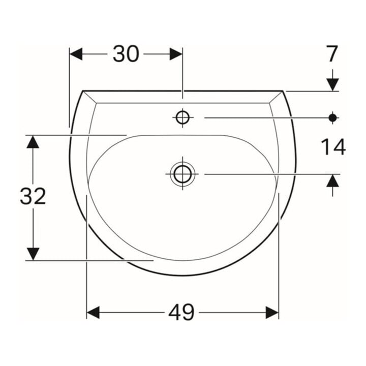 Geberit Waschtisch Renova 60x49cm, manhatt, m Hahnl., mit Überlauf