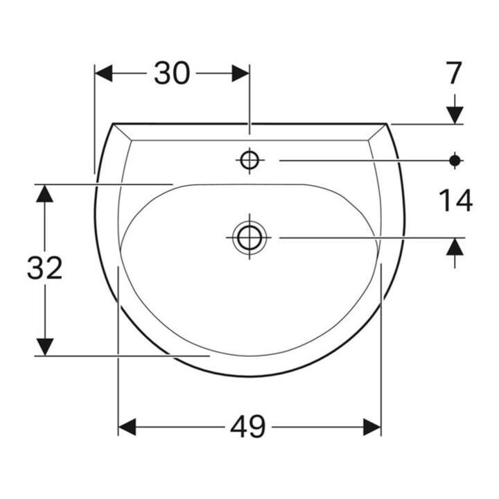 Geberit Waschtisch Renova 60x49cm, manhatt, m Hahnl., mit Überlauf