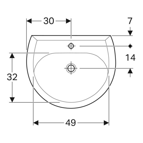 Geberit Waschtisch Renova 60x49cm, manhatt, m Hahnl., mit Überlauf