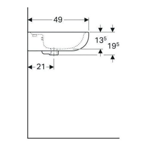 Geberit Waschtisch Renova 60x49cm, manhatt, m Hahnl., mit Überlauf