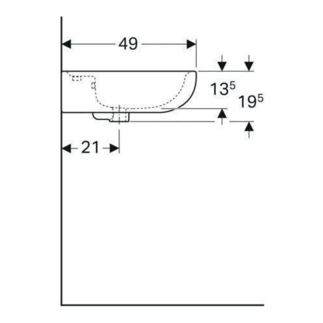 Geberit Waschtisch Renova 60x49cm, manhatt, m Hahnl., mit Überlauf
