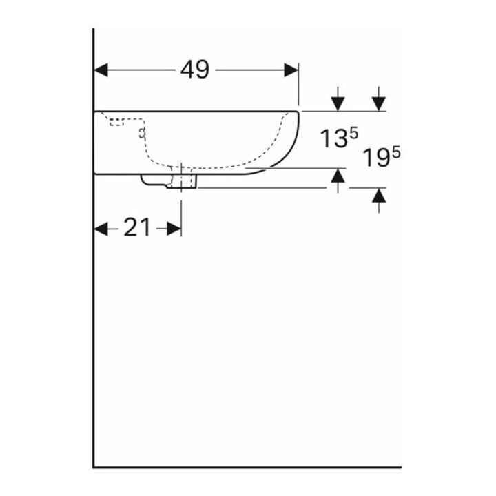 Geberit Waschtisch Renova 60x49cm, manhatt, m Hahnl., mit Überlauf
