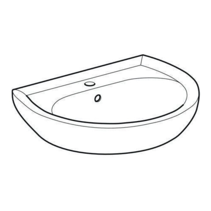 Geberit Waschtisch Renova 60x49cm, perg., m Hahnloch, mit Überlauf