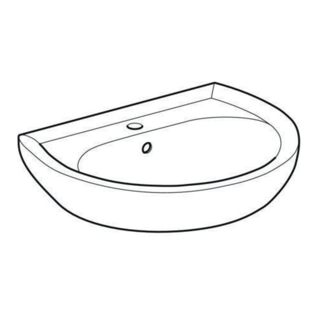 Geberit Waschtisch Renova 60x49cm, perg., m Hahnloch, mit Überlauf
