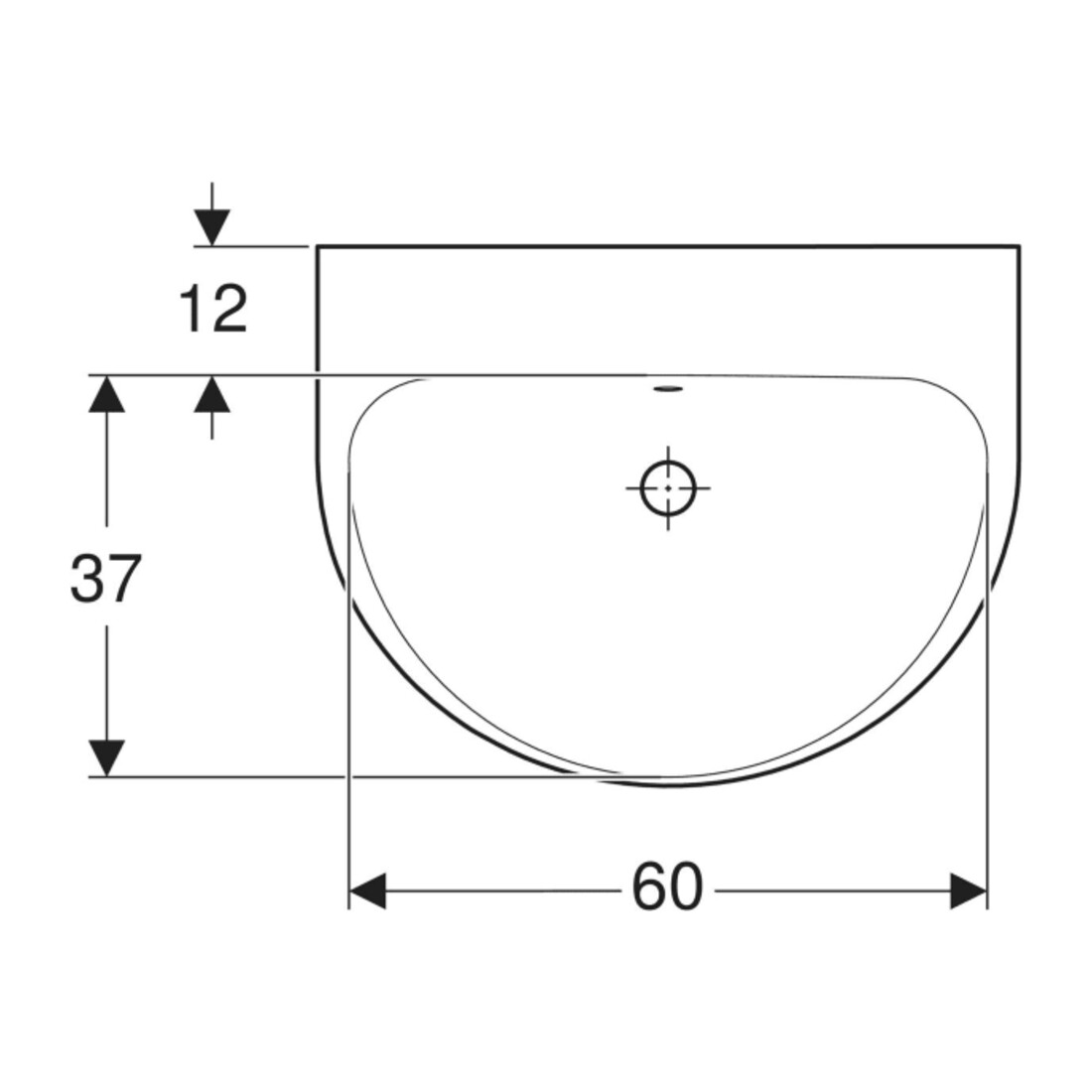 Geberit Waschtisch Renova 65x50cm, we/KeraTe, o. Hahnl., m ÜL
