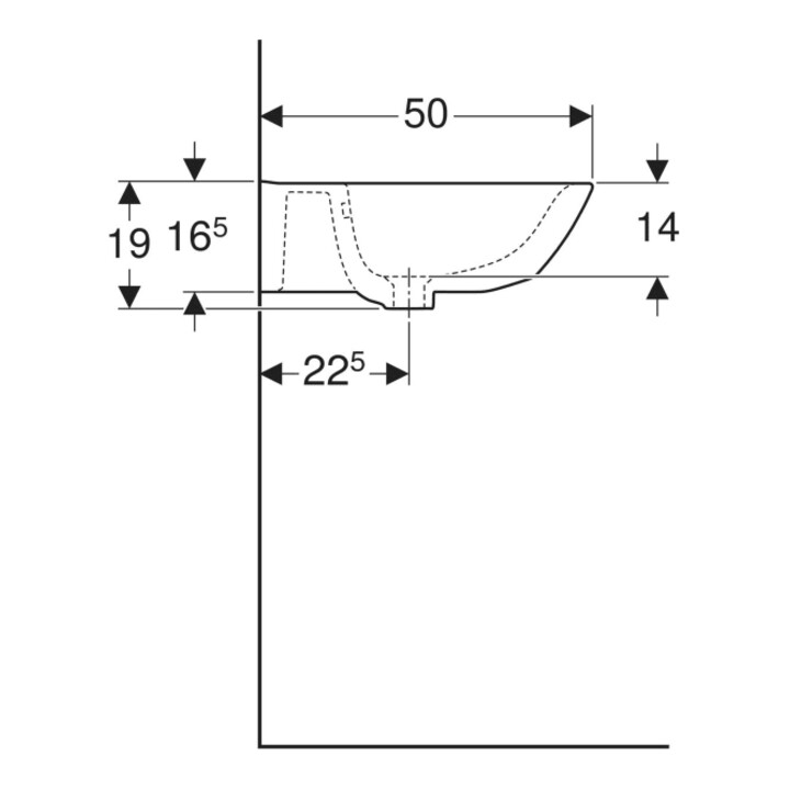 Geberit Waschtisch Renova 65x50cm, we/KeraTe, o. Hahnl., m ÜL