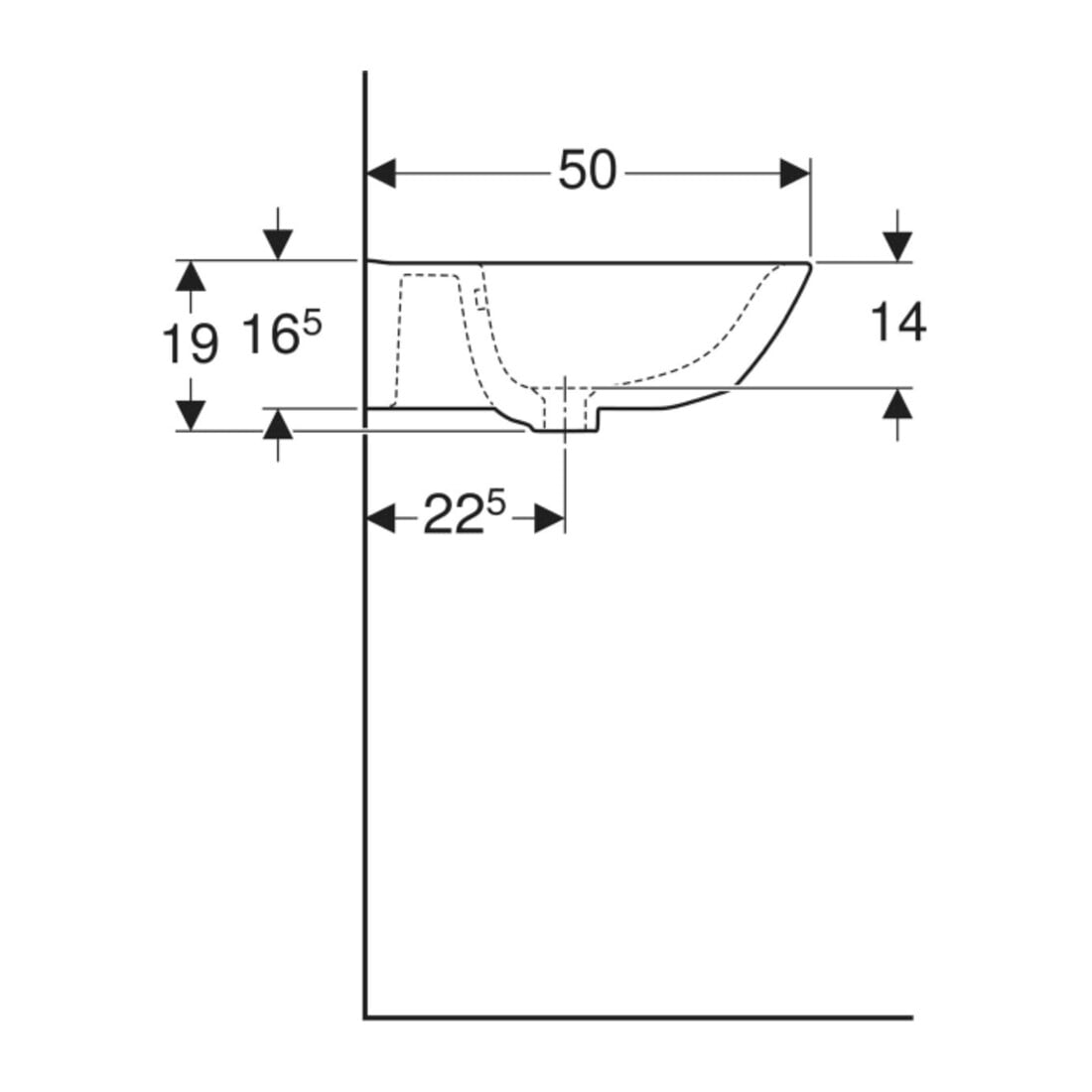 Geberit Waschtisch Renova 65x50cm, we/KeraTe, o. Hahnl., m ÜL