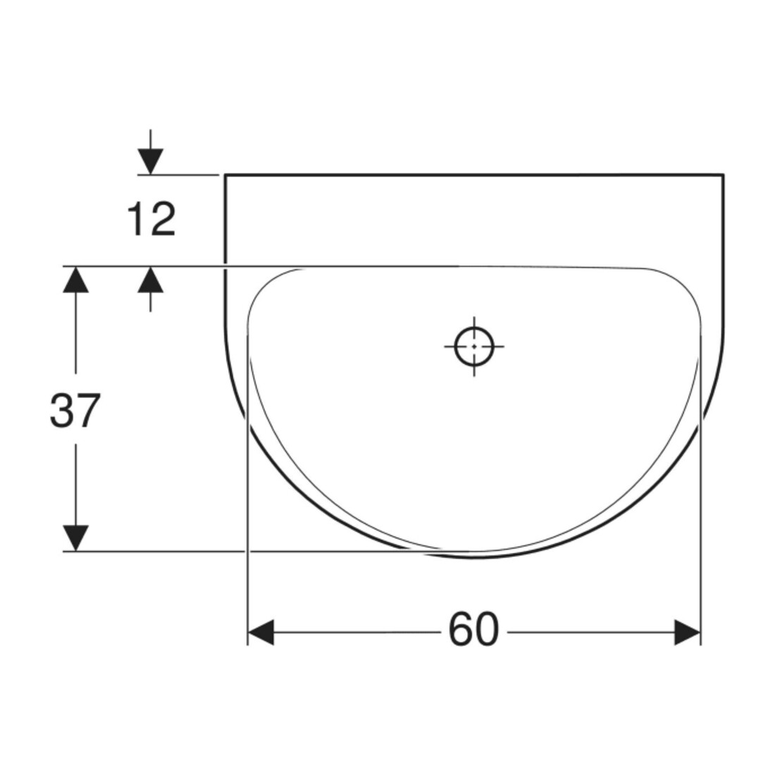 Geberit Waschtisch Renova 65x50cm, we/KeraTe, o. Hahnl., o. ÜL