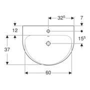 Geberit Waschtisch Renova 65x50cm, we., mit Hahnloch, mit Überlauf-4
