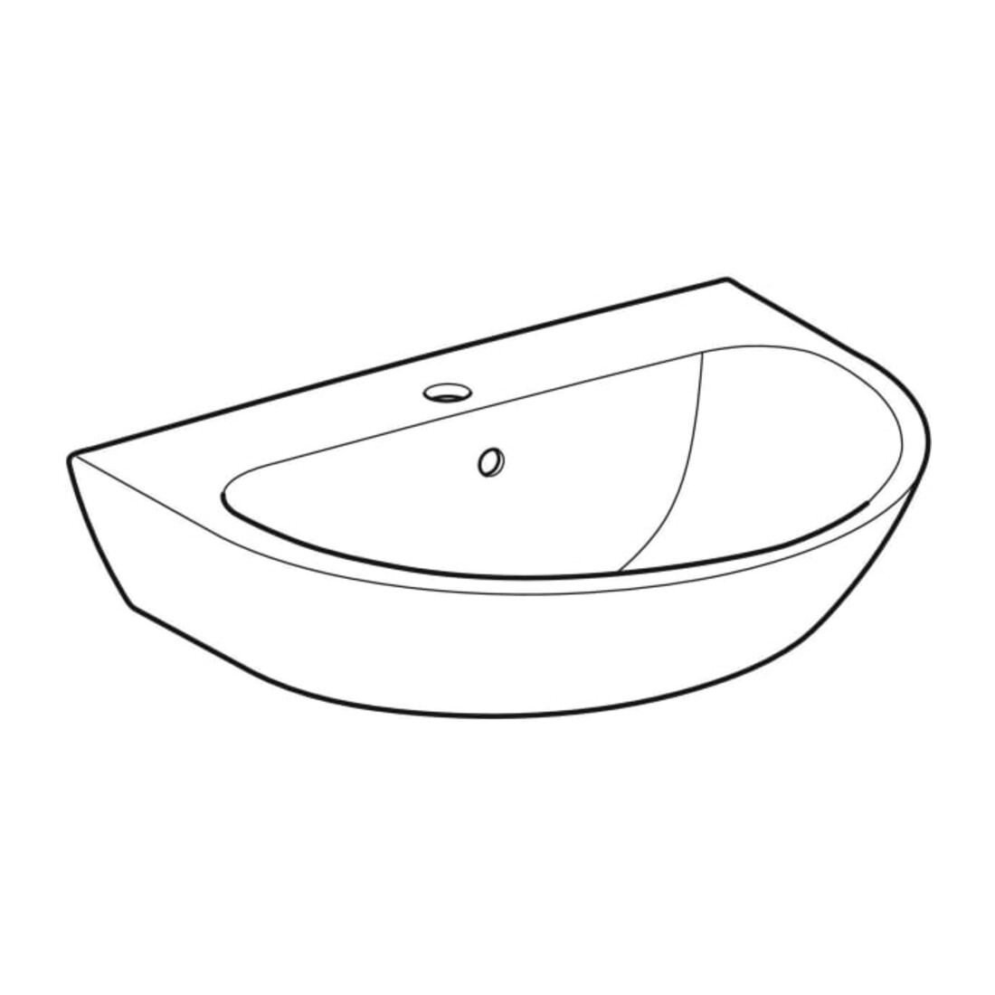 Geberit Waschtisch Renova 65x50cm, we., mit Hahnloch, mit Überlauf