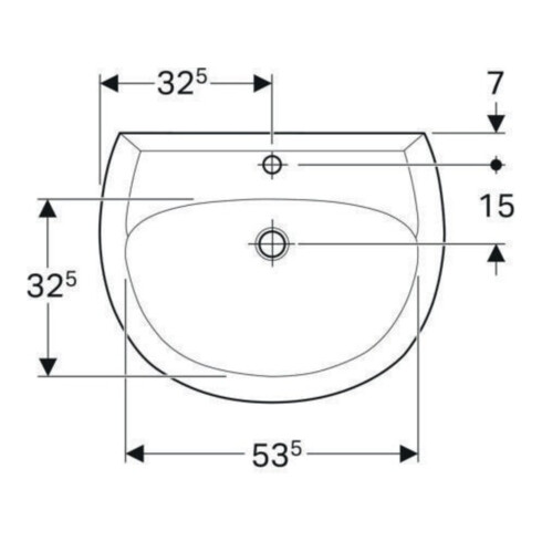 Geberit Waschtisch Renova 65x51cm, manhatt, m Hahnl., mit Überlauf