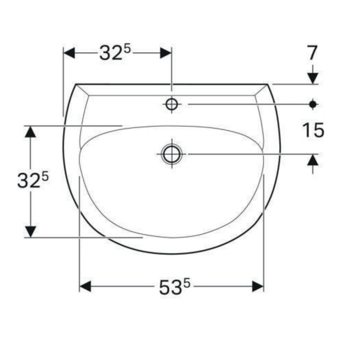 Geberit Waschtisch Renova 65x51cm, manhatt, m Hahnl., mit Überlauf