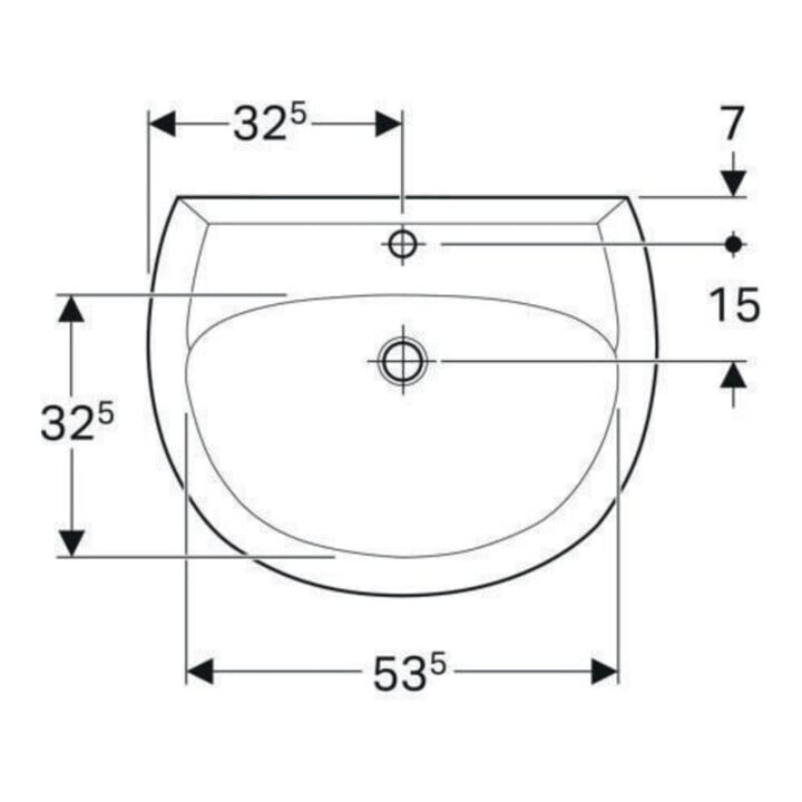 Geberit Waschtisch Renova 65x51cm, manhatt, m Hahnl., mit Überlauf