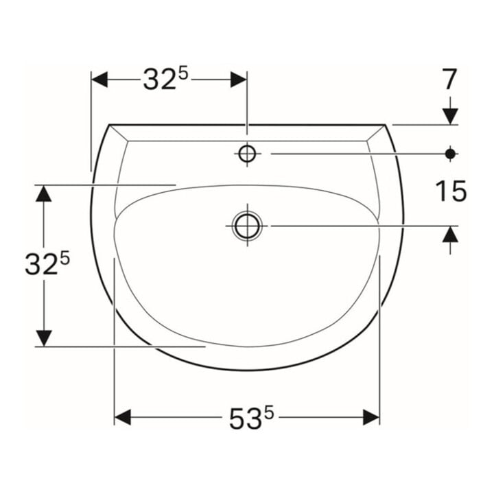Geberit Waschtisch Renova 65x51cm, manhatt, m Hahnl., mit Überlauf