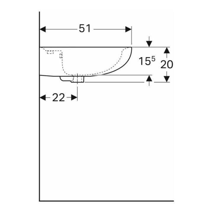 Geberit Waschtisch Renova 65x51cm, manhatt, m Hahnl., mit Überlauf