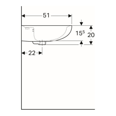 Geberit Waschtisch Renova 65x51cm, manhatt, m Hahnl., mit Überlauf