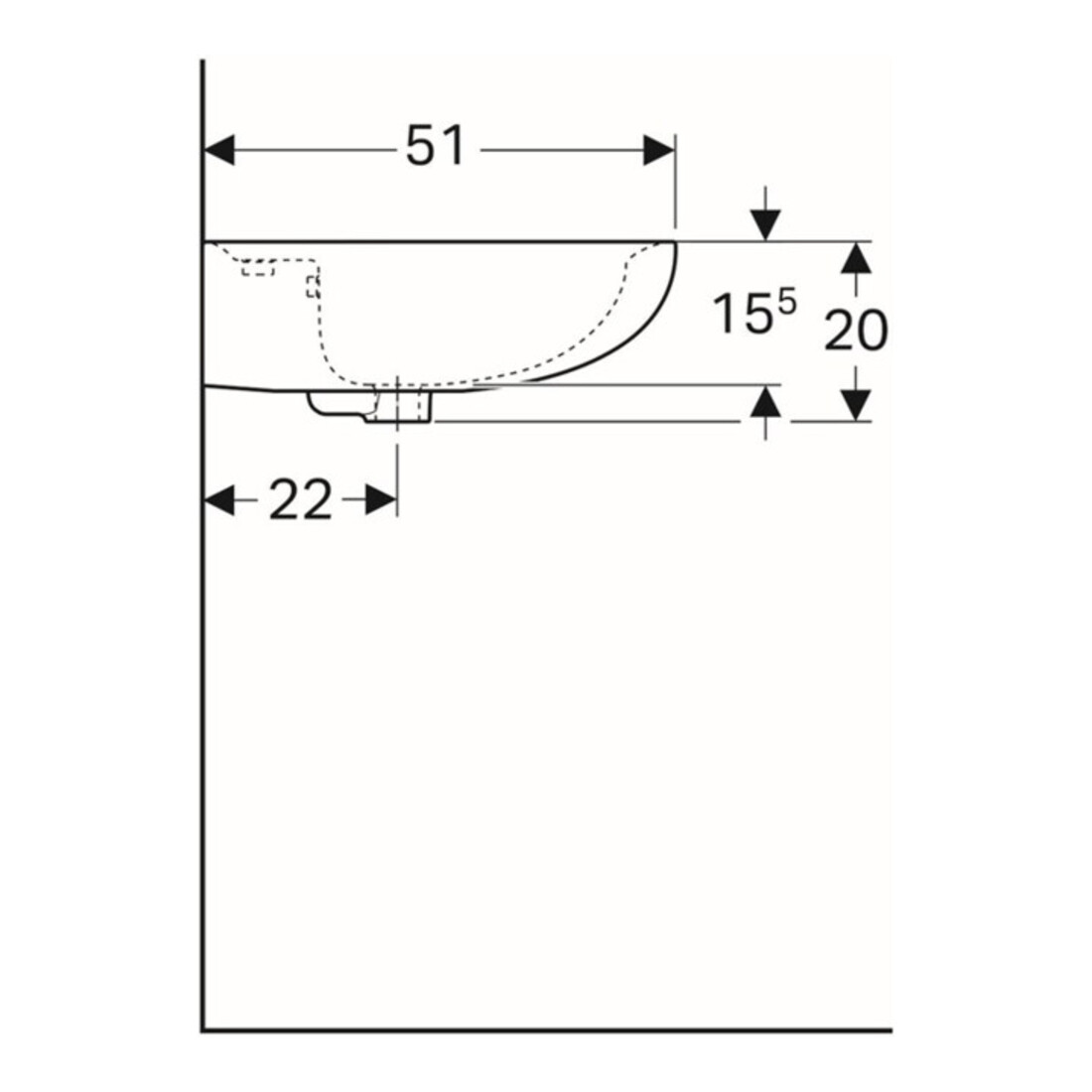 Geberit Waschtisch Renova 65x51cm, manhatt, m Hahnl., mit Überlauf