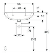 Geberit Waschtisch Renova 65x51cm, perg., m Hahnloch, mit Überlauf-2