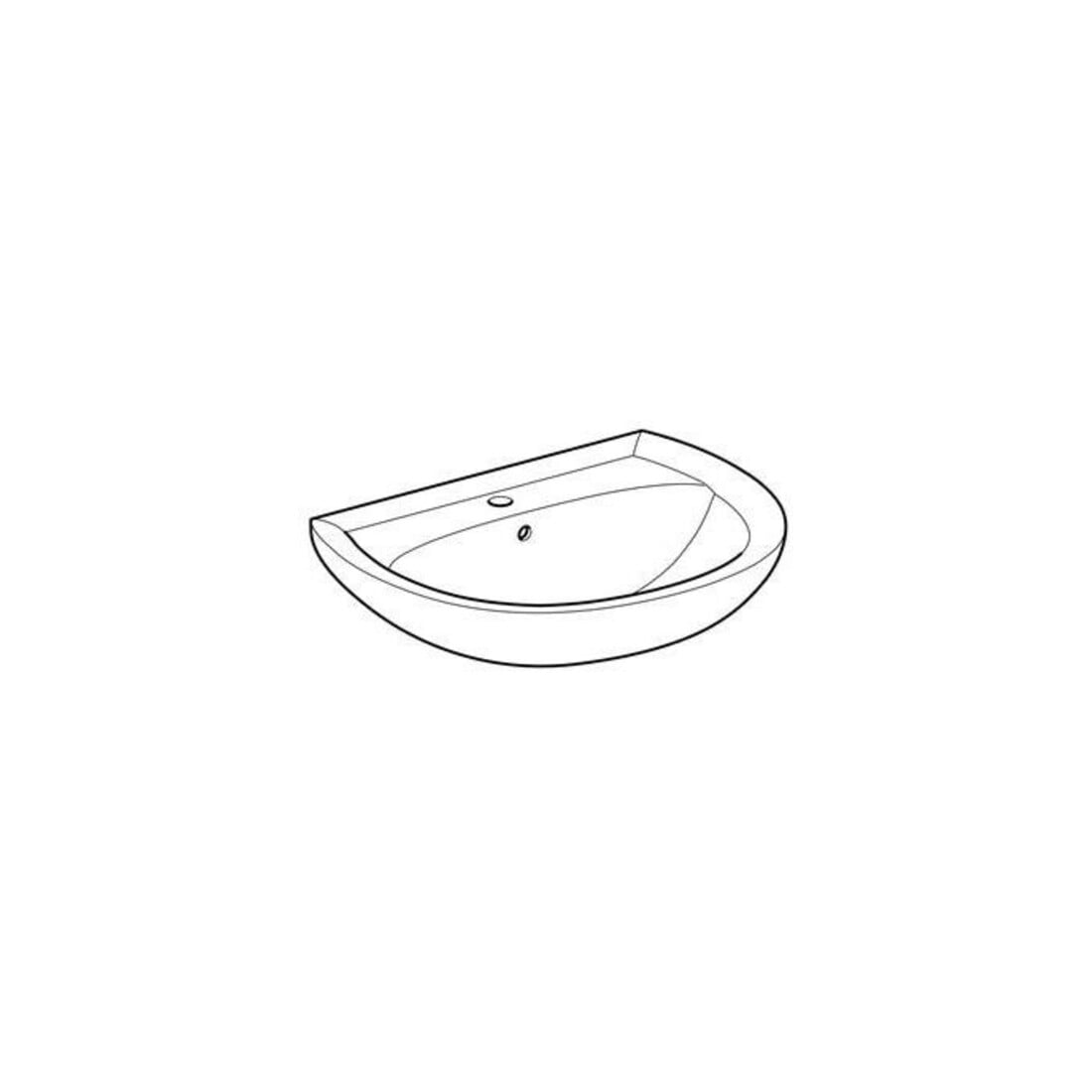 Geberit Waschtisch Renova 65x51cm, perg., m Hahnloch, mit Überlauf