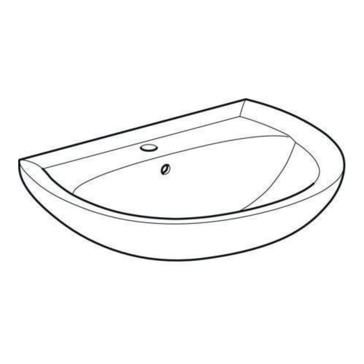 Geberit Waschtisch Renova 65x51cm, perg., m Hahnloch, mit Überlauf