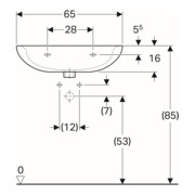 Geberit Waschtisch Renova 65x51cm, perg., m Hahnloch, mit Überlauf-4