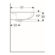 Geberit Waschtisch Renova 65x51cm, perg., m Hahnloch, mit Überlauf-5