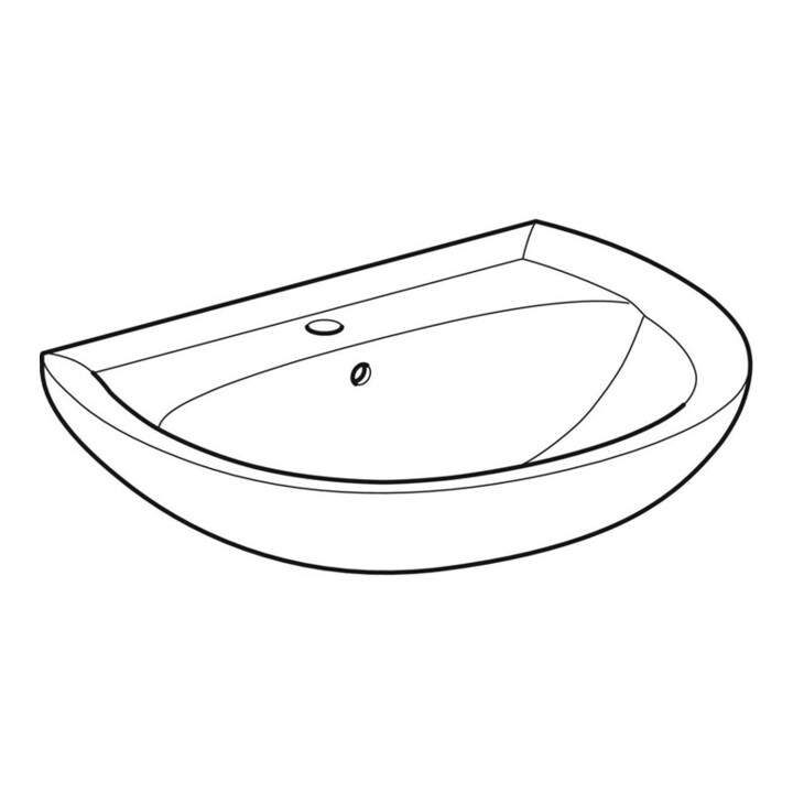 Geberit Waschtisch Renova 65x51cm, perg., m Hahnloch, mit Überlauf
