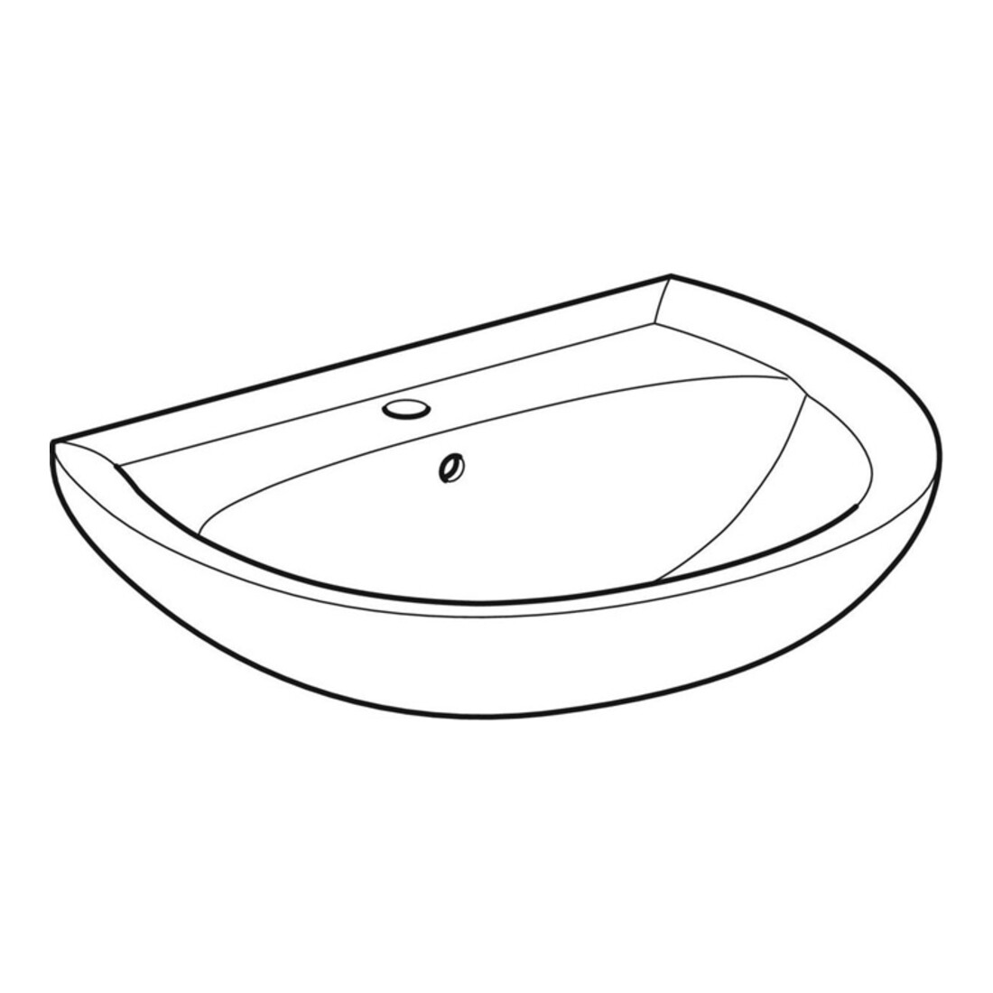 Geberit Waschtisch Renova 65x51cm, perg., m Hahnloch, mit Überlauf