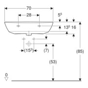 Geberit Waschtisch Renova 70x52cm, we/KeraTe, o. Hahnl., o. ÜL-2