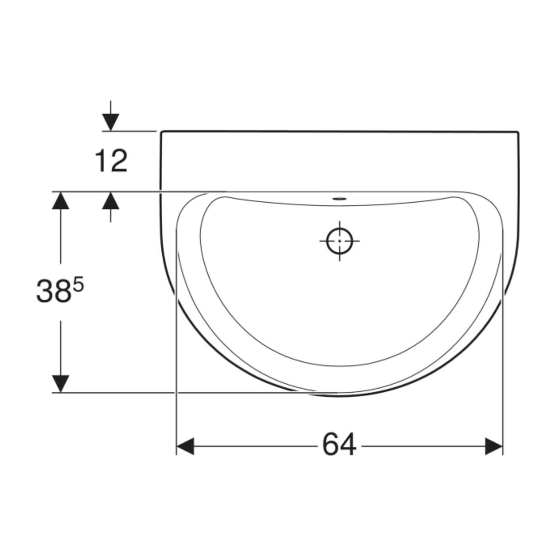 Geberit Waschtisch Renova 70x52cm, we., o. Hahnloch, mit Überlauf