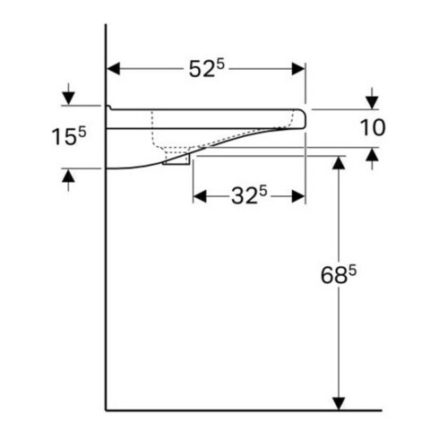 Geberit Waschtisch Renova Comfort 55x52,5cm, BF, m Hahnl., m ÜL, we.