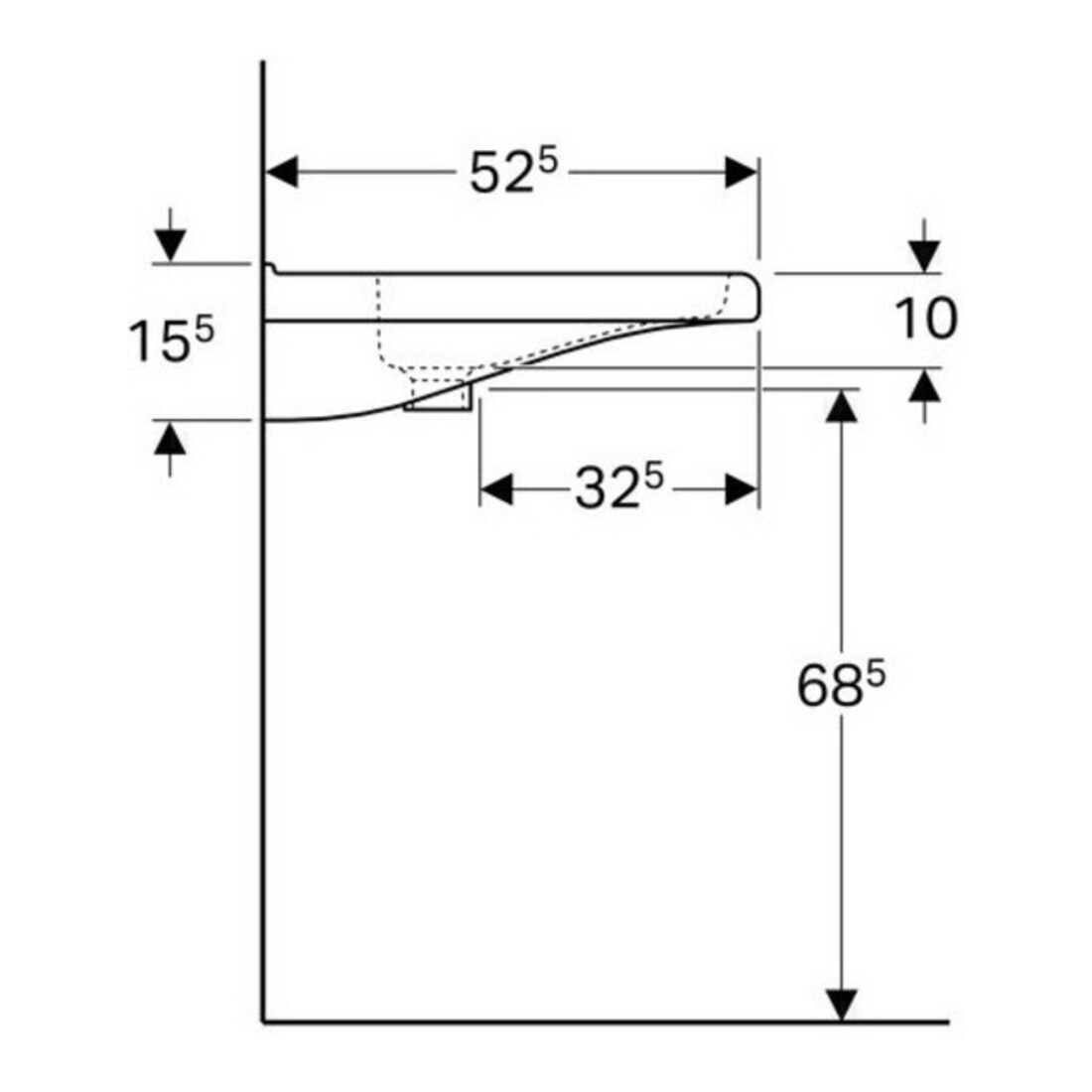 Geberit Waschtisch Renova Comfort 55x52,5cm, BF, m Hahnl., m ÜL, we.
