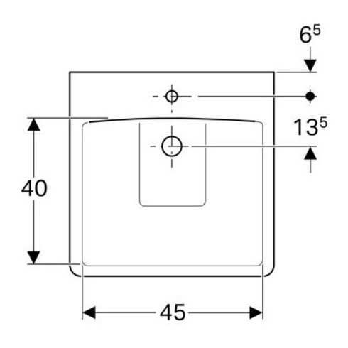 Geberit Waschtisch Renova Comfort 55x55cm, BF, m Hahnl., o. ÜL, we.