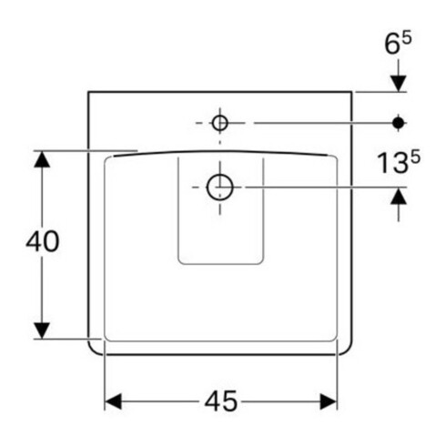 Geberit Waschtisch Renova Comfort 55x55cm, BF, m Hahnl., o. ÜL, we.