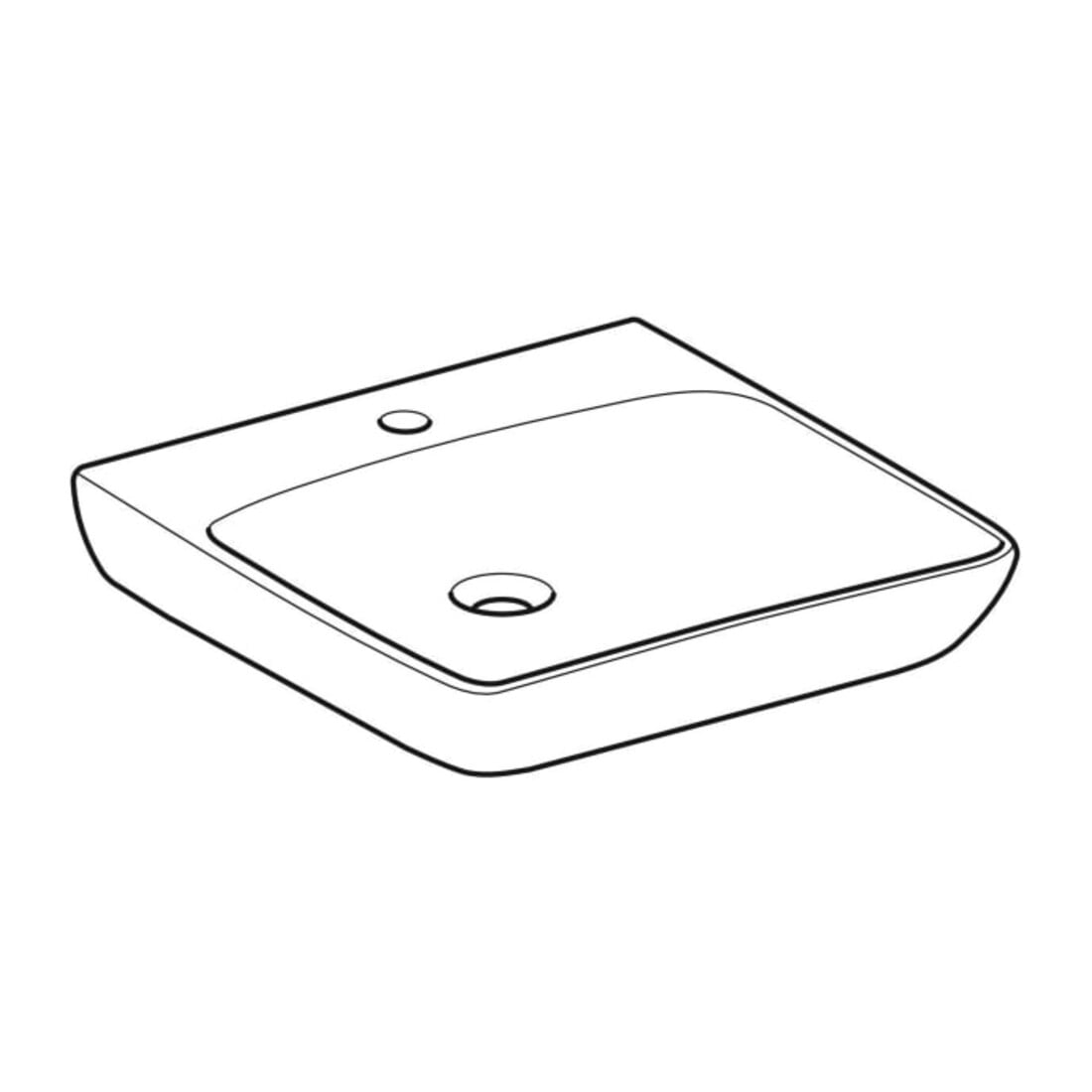 Geberit Waschtisch Renova Comfort 60x55cm, BF, m Hahnl. mit., o. ÜL, we.