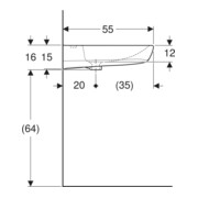Geberit Waschtisch Renova Comfort 60x55cm, BF, m Hahnl. mit., o. ÜL, we.-4