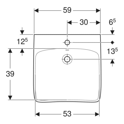 Geberit Waschtisch Renova Comfort 60x55cm, BF, m HL mit. + ÜL, we. K-Tect