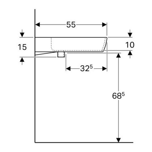 Geberit Waschtisch Renova Comfort 65x55cm, BF, m Hahnl., o. ÜL, we. K-Tect