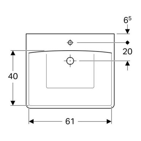 Geberit Waschtisch Renova Comfort 65x55cm, BF, m Hahnl., o. ÜL, we. K-Tect