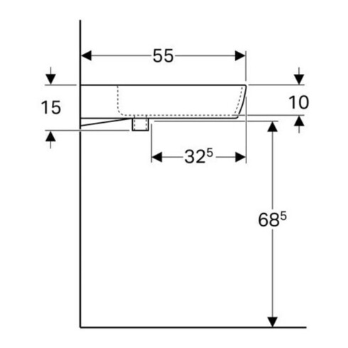 Geberit Waschtisch Renova Comfort 65x55cm, BF, m Hahnl., o. ÜL, we. K-Tect