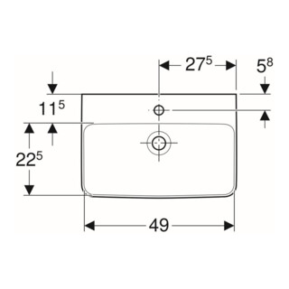 Geberit Waschtisch RENOVA COMPACT 550 x 370 mm, mit Hahnloch, mit Überlauf weiß