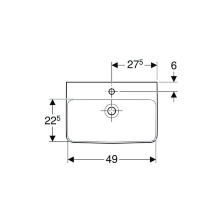 Geberit Waschtisch Renova Compact 55x37cm, we., mit Hahnloch, mit Überlauf