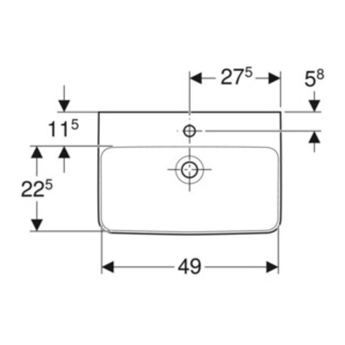 Geberit Waschtisch Renova Compact 55x37cm, we., mit Hahnloch, mit Überlauf